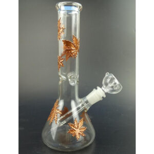 Beaker Gold Leaf Glass Bong with 18.8mm Joint Size 10 Inch GB-044