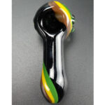 4.1 Inch Colored Glass Spoon Hand Pipe Black Smoking Pipe GP-212