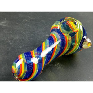 4.13 Inch Colorful Stripe Glass Spoon Pipe Hand Smoking Pipe GP-227