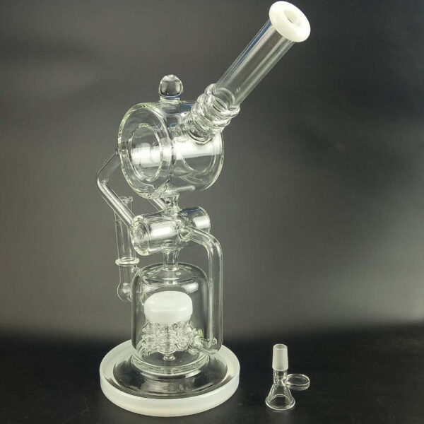 14.2 Inch 14.5mm Joint Size Recycler Glass Bongs with Percolator GB-621